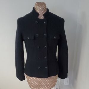 Icône Women's Black Boiled Wool Double-Breasted Jacket